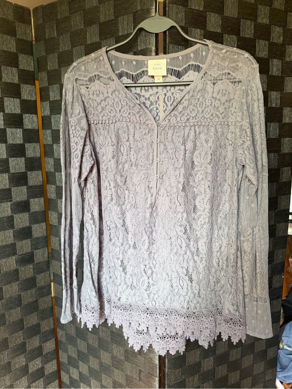 Knox Rose Lavender Lace Long-Sleeve Top